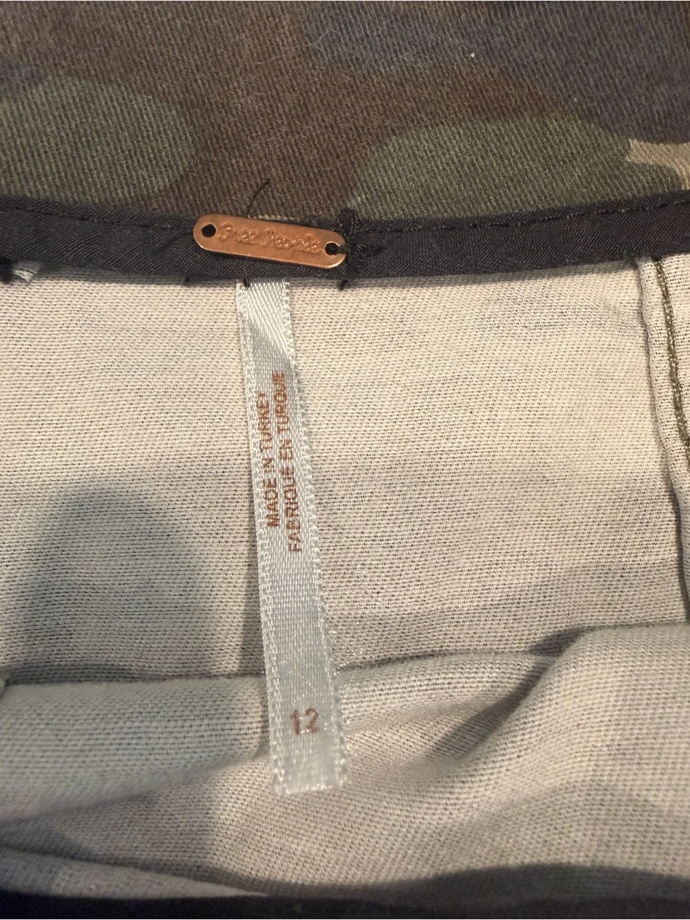 Free People Camo Cargo Style Mini Skirt Size 12